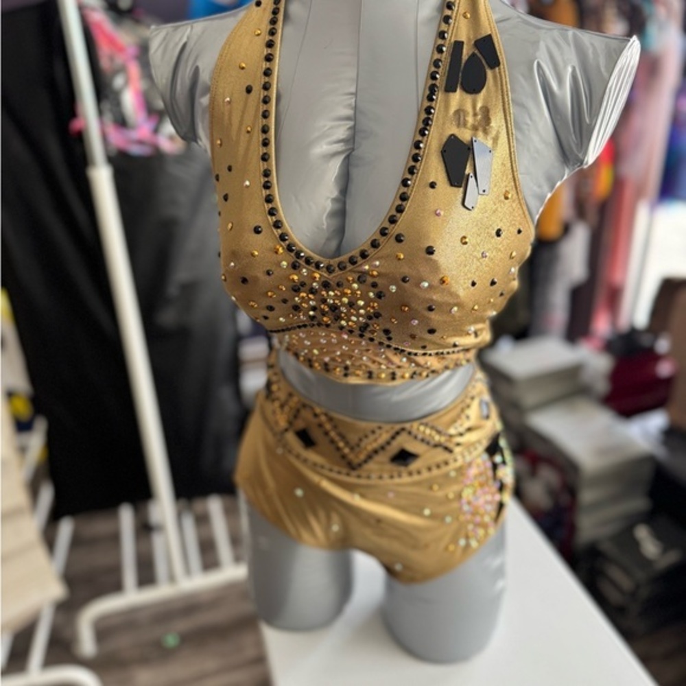Gold Rhinestone Dance Outfit